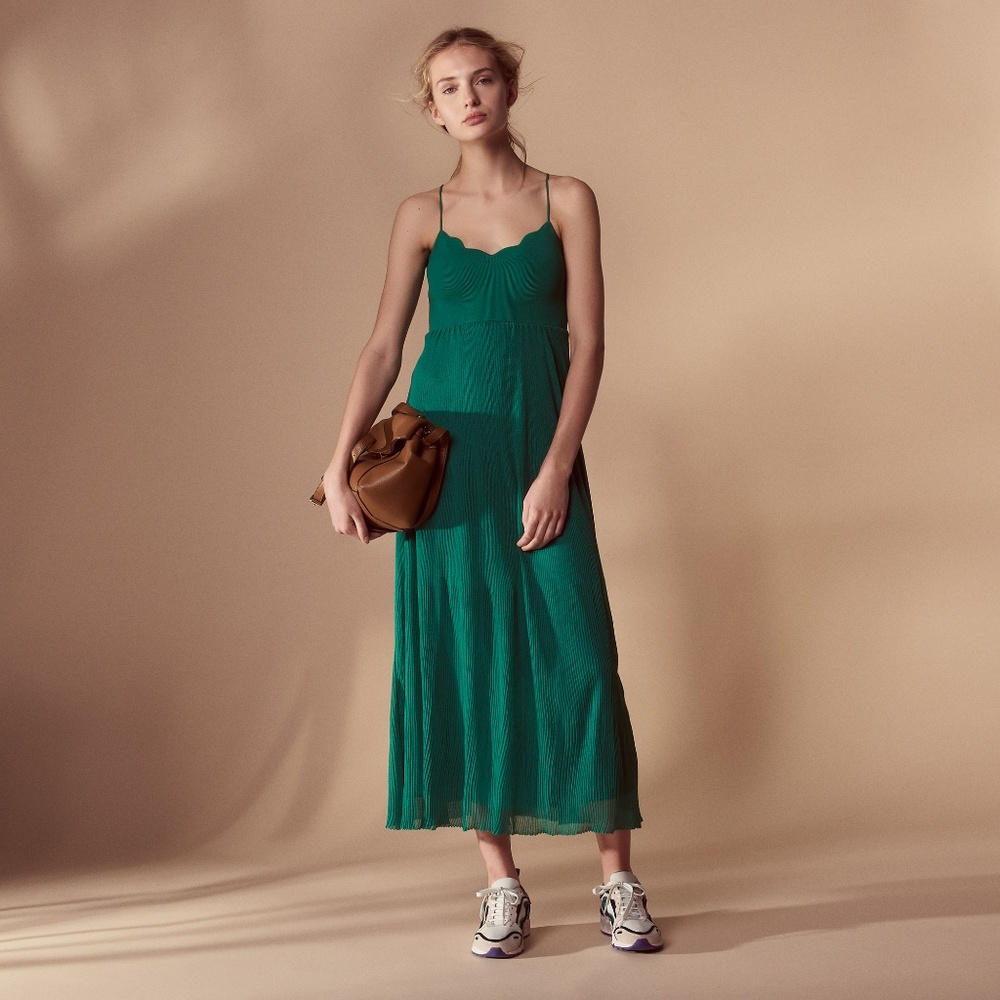 Sandro Paris LONG KNIT DRESS WITH NARROW STRAPS